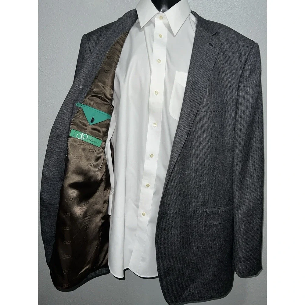 Brioni Mens 52L Gray Two Button Sports Blazer Jacket Italy Business Bianco Dress